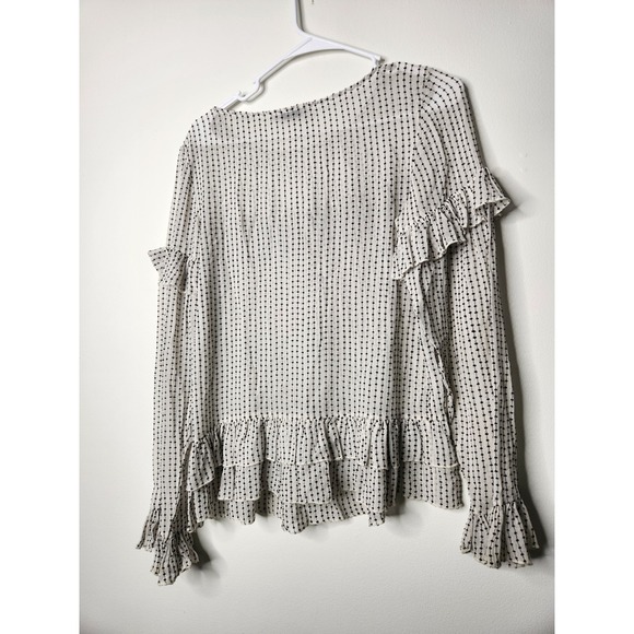AllSaints Evia Embroidered Ruffle Trim Long Sleeve Top‎ Small - Picture 6 of 7